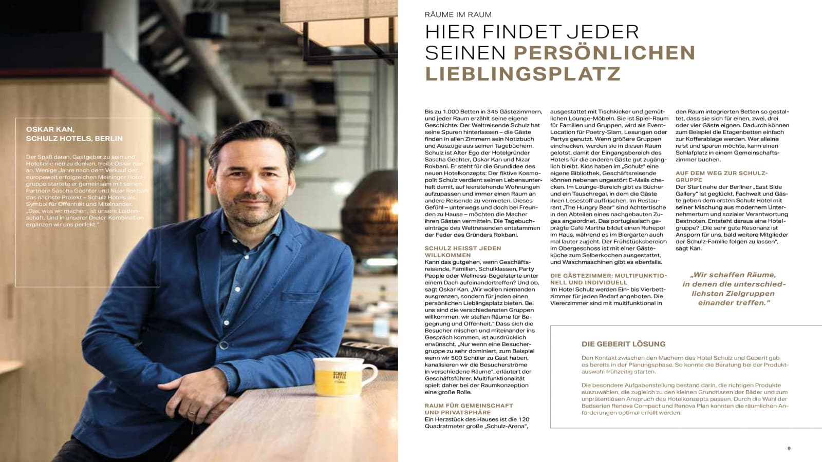 Auszug "Räume im Raum", Geberit Hotel-Magazin Auszug "Räume im Raum", Geberit Hotel-Magazin