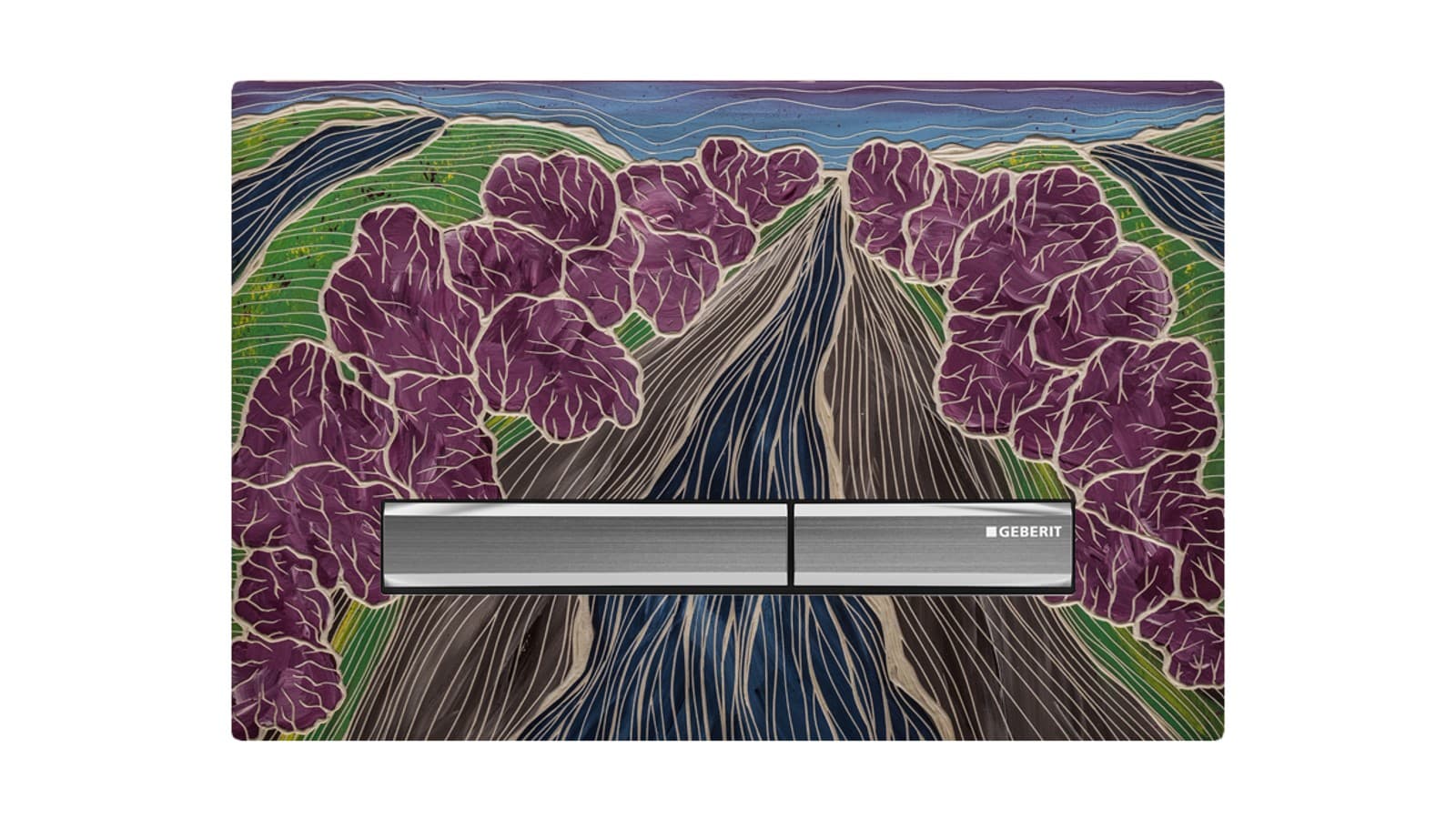 Betätigungsplatte mit Kunst von Jörg Heikhaus Betätigungsplatte mit Kunst von Jörg Heikhaus