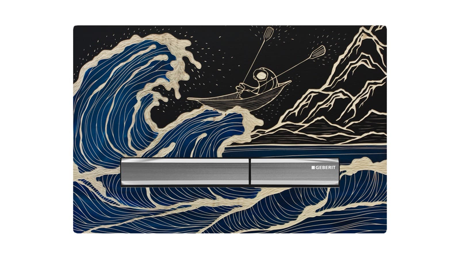 Betätigungsplatte mit Kunst von Jörg Heikhaus Betätigungsplatte mit Kunst von Jörg Heikhaus