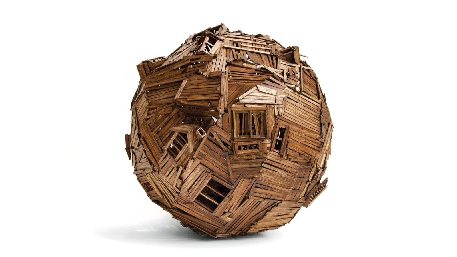 Werk "Orb", Holz, PVA, 46 cm x 46 cm x 46 cm Werk "Orb", Holz, PVA, 46 cm x 46 cm x 46 cm