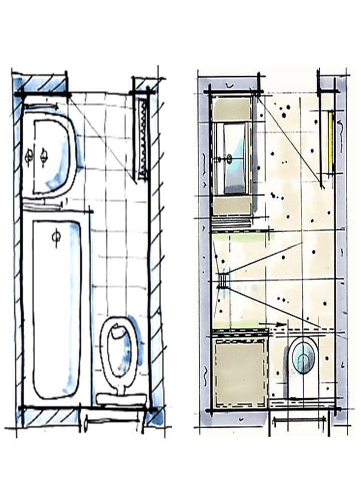 Zwei Badezimmergrundrisse im Vergleich Zwei Badezimmergrundrisse im Vergleich