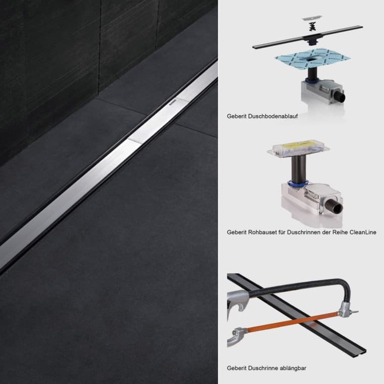 Arbeitsschritte Montage Duschrinne Geberit CleanLine Arbeitsschritte Montage Duschrinne Geberit CleanLine