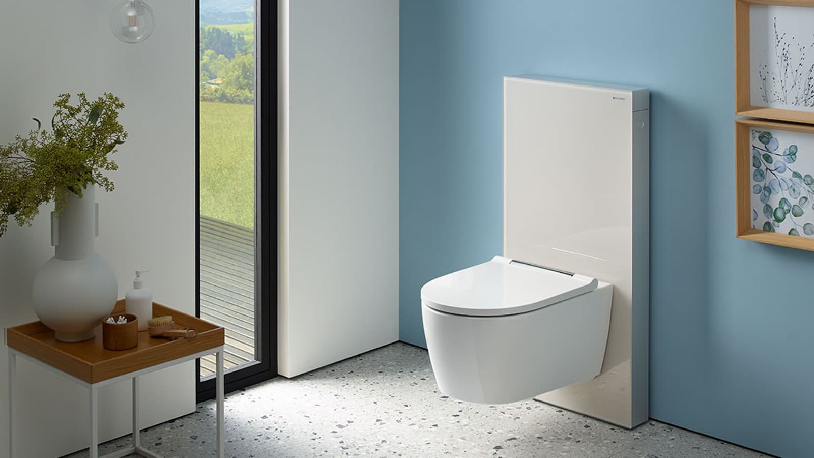 Geberit Sanitärmodul Monolith Frontverkleidung Glas sand-grau mit Geberit ONE WC Geberit Sanitärmodul Monolith Frontverkleidung Glas sand-grau mit Geberit ONE WC