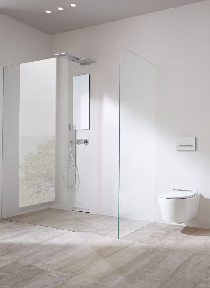 Geberit ONE Wand-WC mit einer Geberit Sigma50 Betätigungsplatte. Geberit ONE Wand-WC mit einer Geberit Sigma50 Betätigungsplatte.